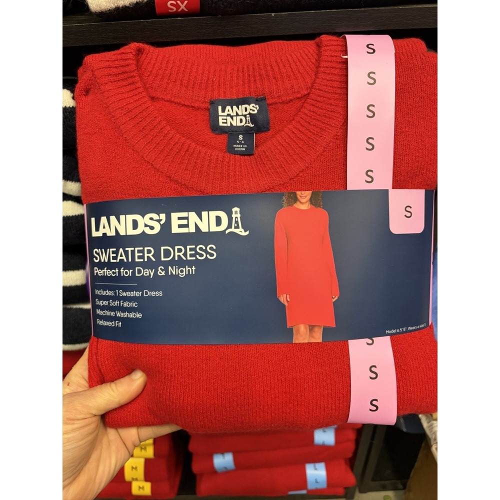 Lands End RED Sweater Dress Size Small